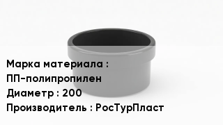 Заглушка полипропиленовая ПП-полипропилен D=200 РосТурПласт